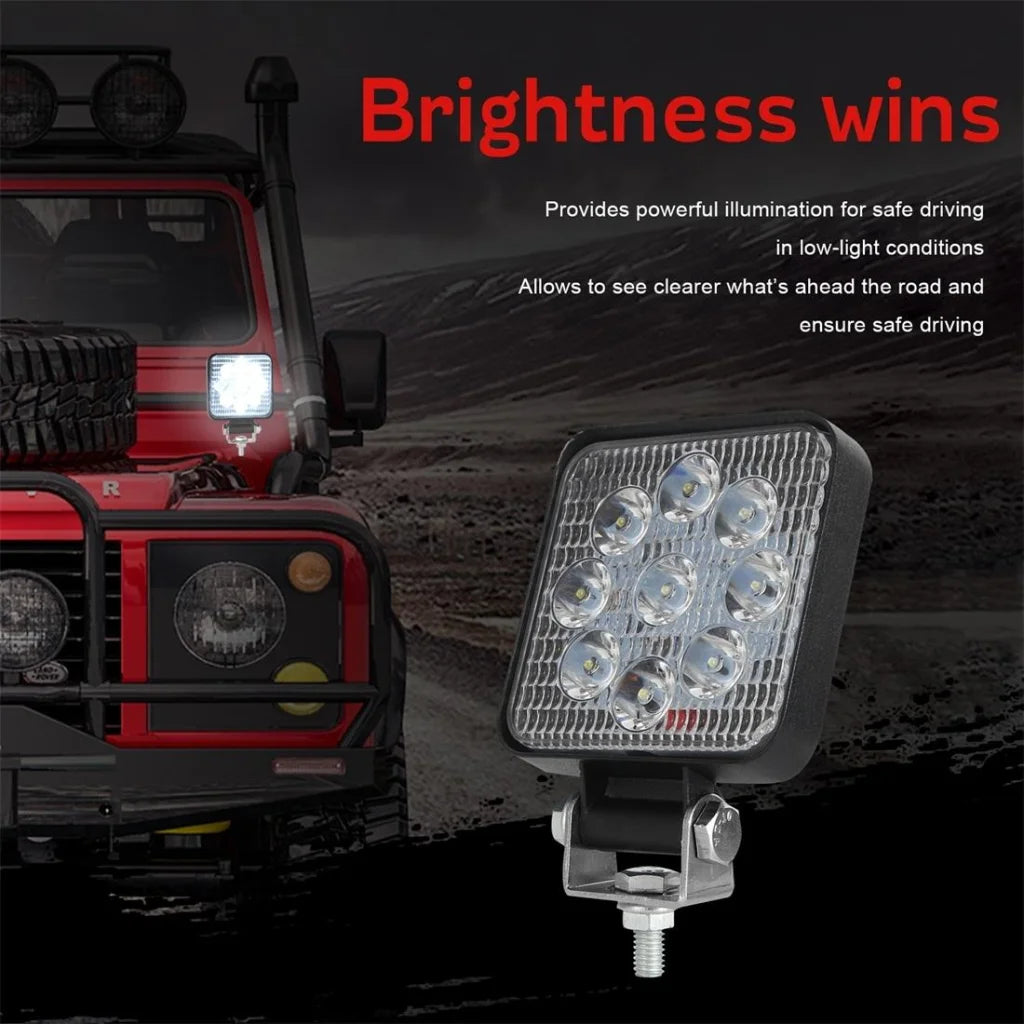 6.3W 10 - 30V Dc 6000K 3 Inch 9 Leds Square Offroad Truck