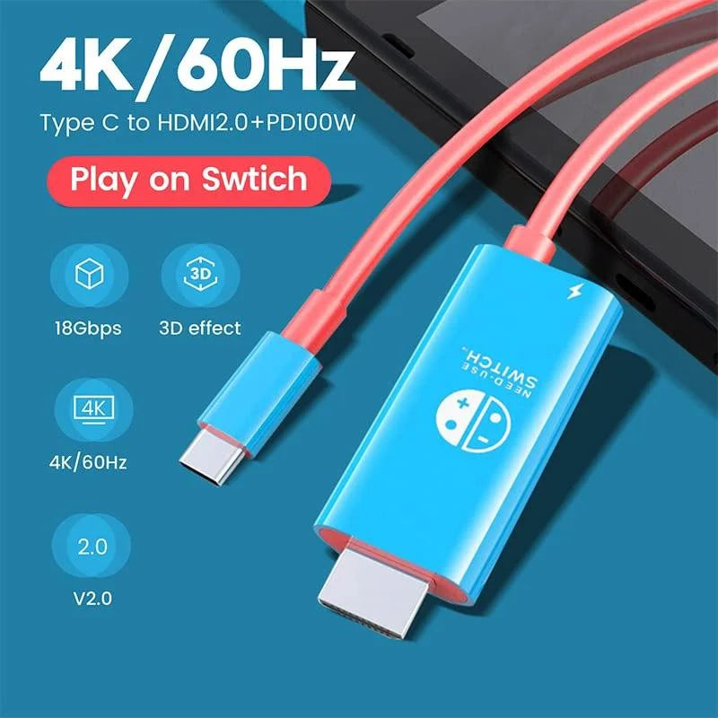 6.6Ft Type C To Hdmi Cable For 4K Tv And Switch-1915198014272704517