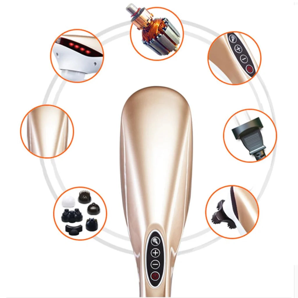 6 Heads Portable Handheld Massager Soothing Blood Flow Shoulder Gold - Premium
