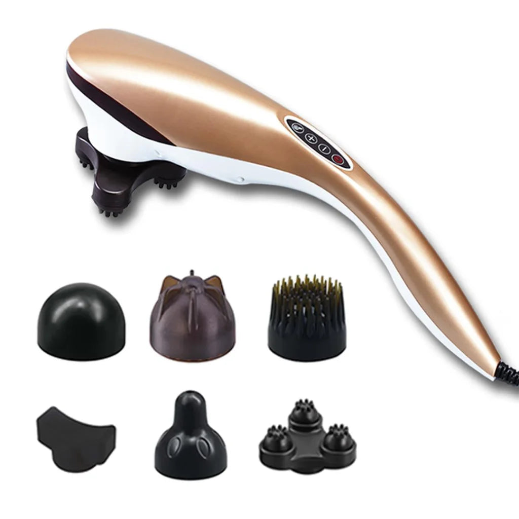 6 Heads Portable Handheld Massager Soothing Blood Flow Shoulder Gold - Premium