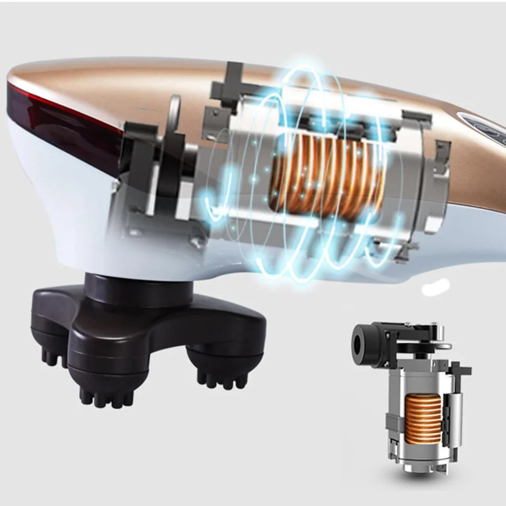 6 Heads Portable Handheld Massager Soothing Blood Flow Shoulder Gold - Premium