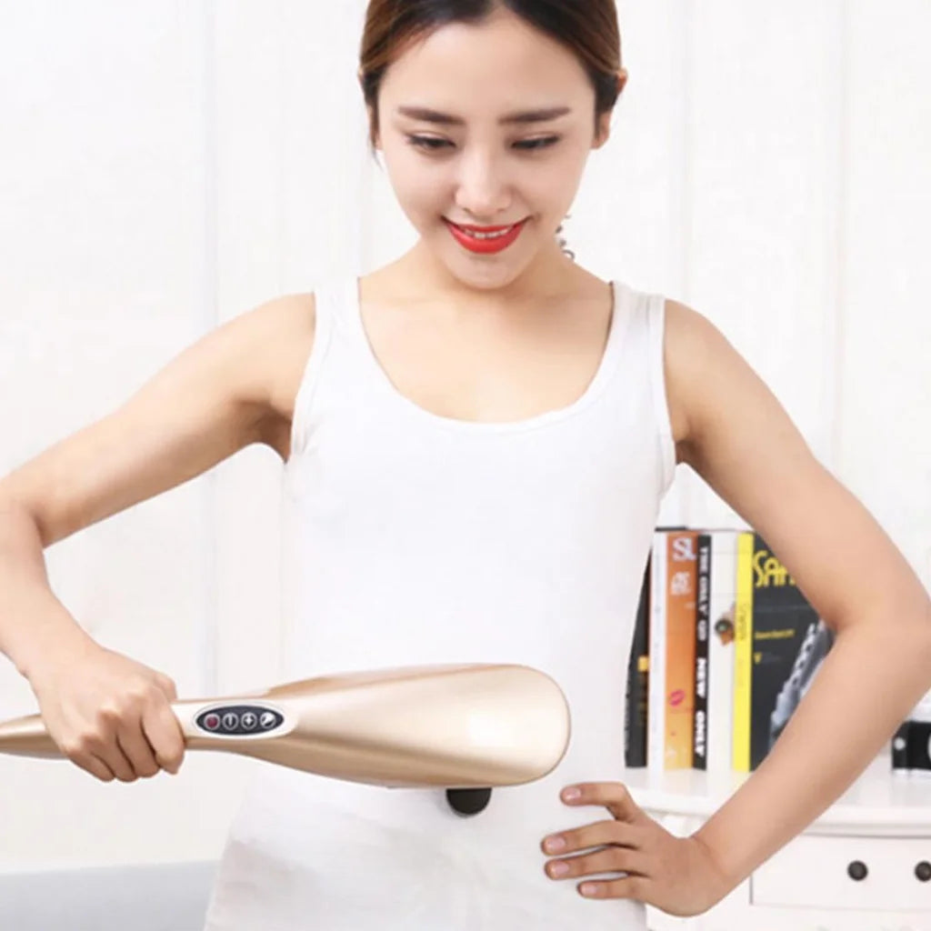 6 Heads Portable Handheld Massager Soothing Blood Flow Shoulder Gold - Premium