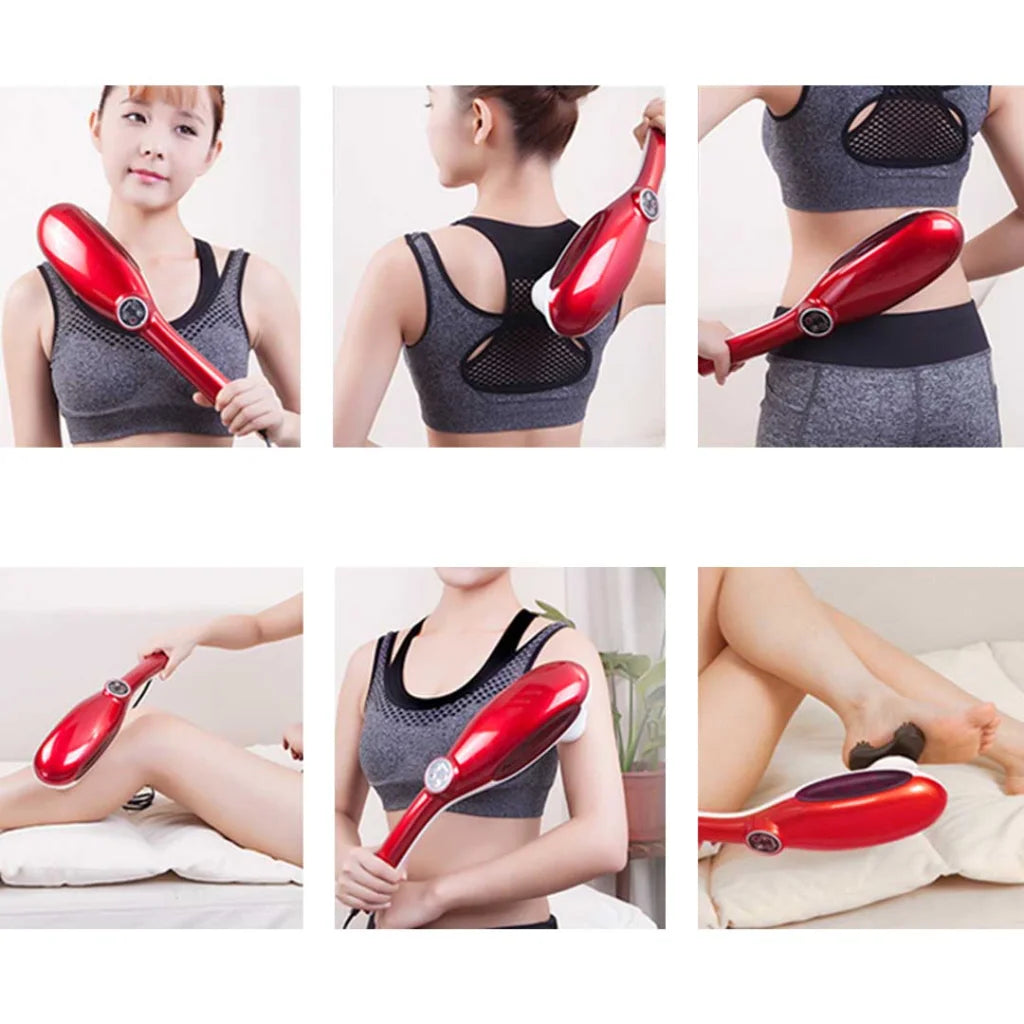 6 Heads Portable Handheld Massager Soothing Blood Flow Shoulder Red - Premium