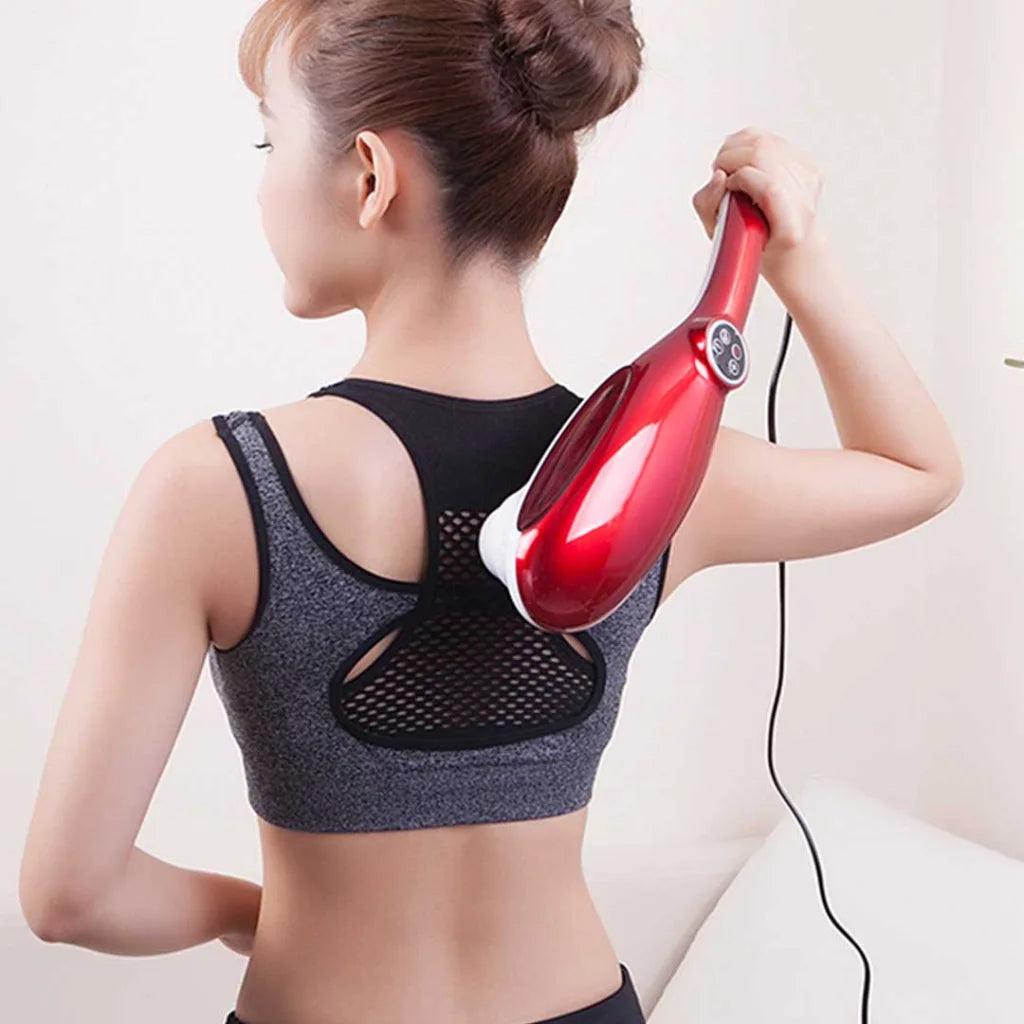 6 Heads Portable Handheld Massager Soothing Blood Flow Shoulder Red - Premium