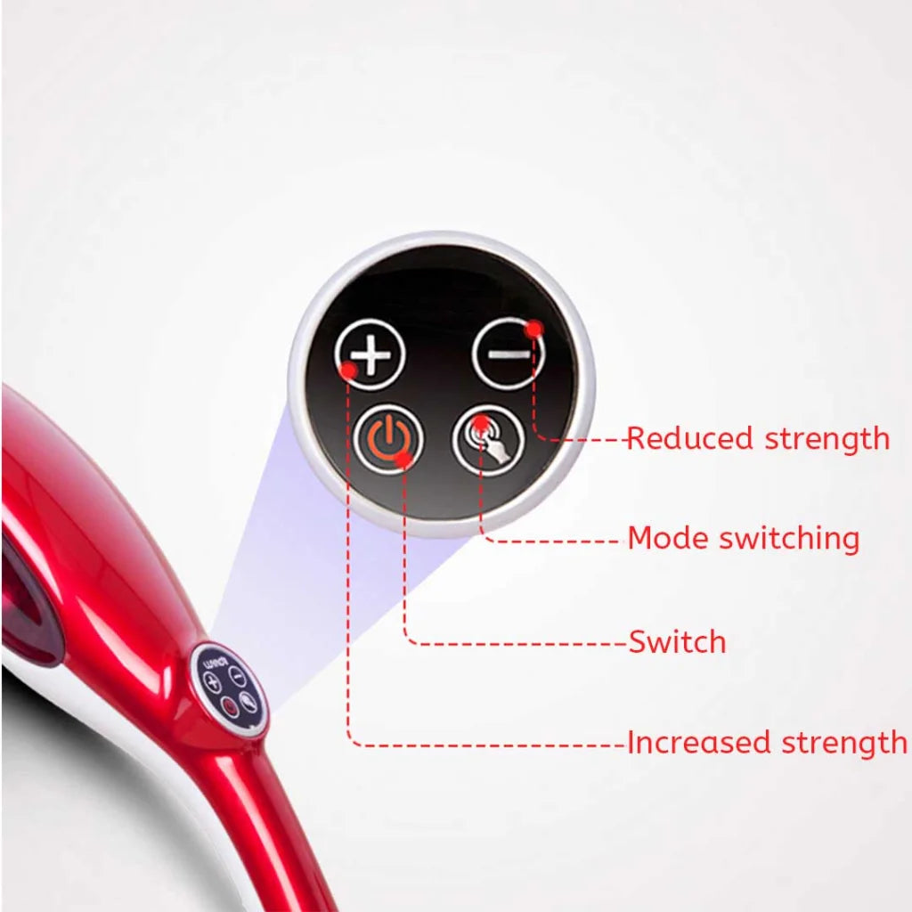 6 Heads Portable Handheld Massager Soothing Blood Flow Shoulder Red - Premium