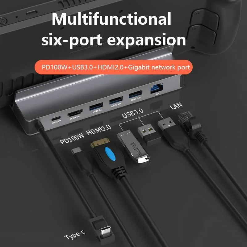 6-In-1 Type-C Docking Station For Steam Deck / Rog Blueendless Ds601 Game Console-1915198258649632773