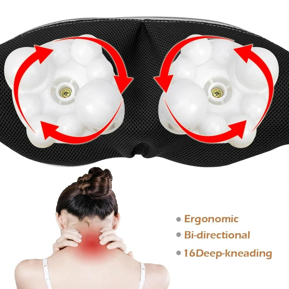 6-Key Kneading Massage Shawl For Neck Au Plug Black