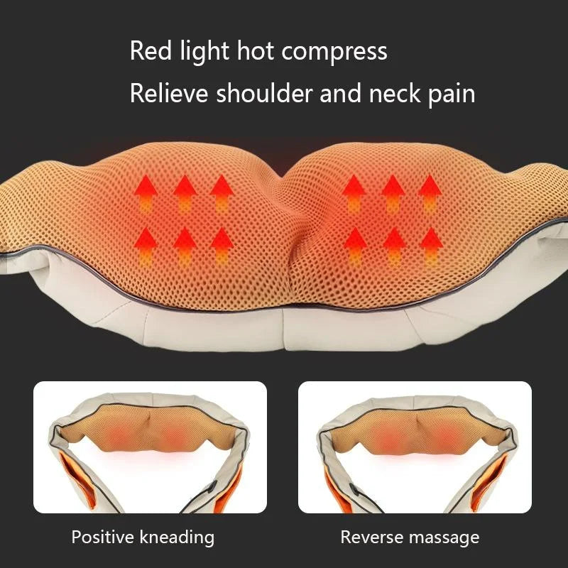 6-Key Kneading Massage Shawl For Neck Au Plug Black