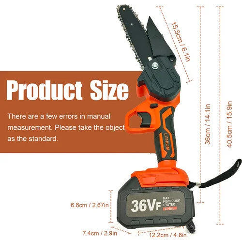 6’’ Mini Orange Cordless Electric Chainsaw 2X
