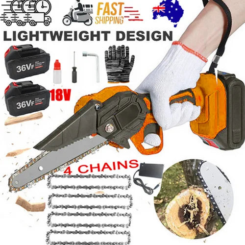 6’’ Mini Orange Cordless Electric Chainsaw 2X