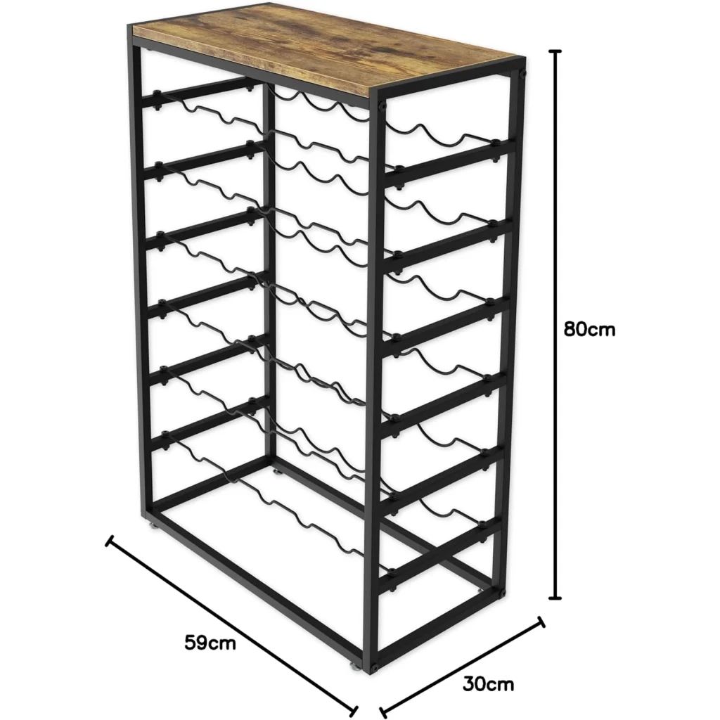 Wood metal tier storage rack with surface detail shown