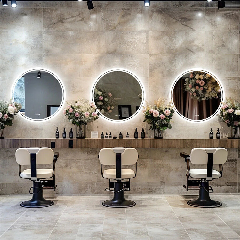 60cm LED Bathroom Mirror Anti-fog Circle Backlit HD - Home