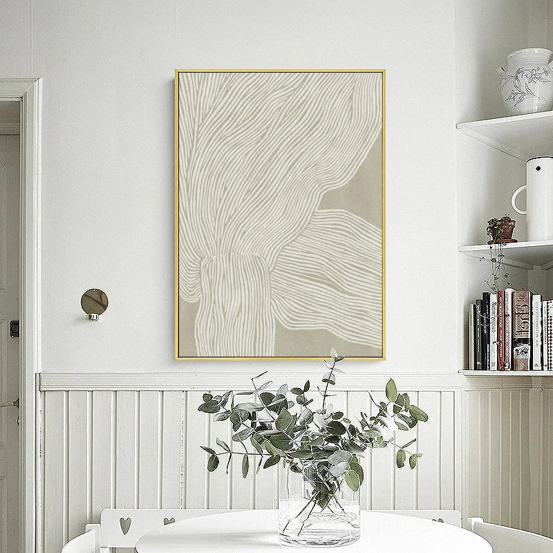 60cm x 90cm Abstract Line 2 Sets Gold Frame Canvas Wall Art