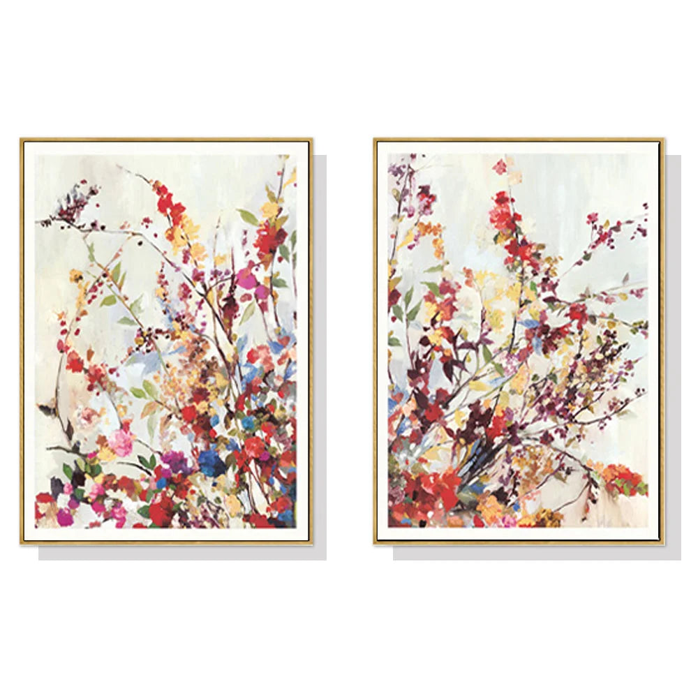 60cm x 90cm Coming Spring 2 Sets Gold Frame Canvas Wall Art
