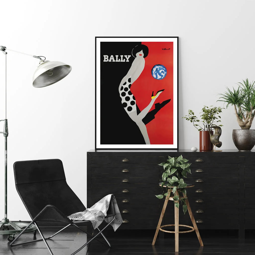 60cm x 90cm Fashion Bally Black Frame Canvas Wall Art