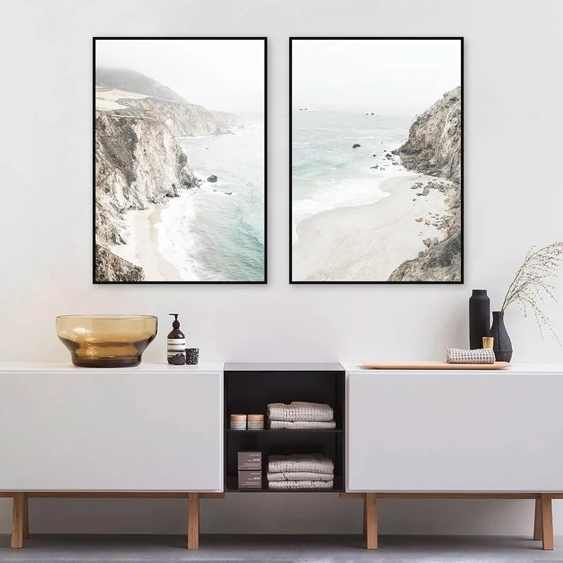 60cm x 90cm Modern Abstract 2 Sets Black Frame Canvas Wall
