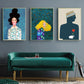60cm x 90cm Modern Figure 3 Sets Gold Frame Canvas Wall Art