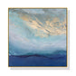 60cm x 60cm Abstract Gold Blue Square Gold Frame Canvas