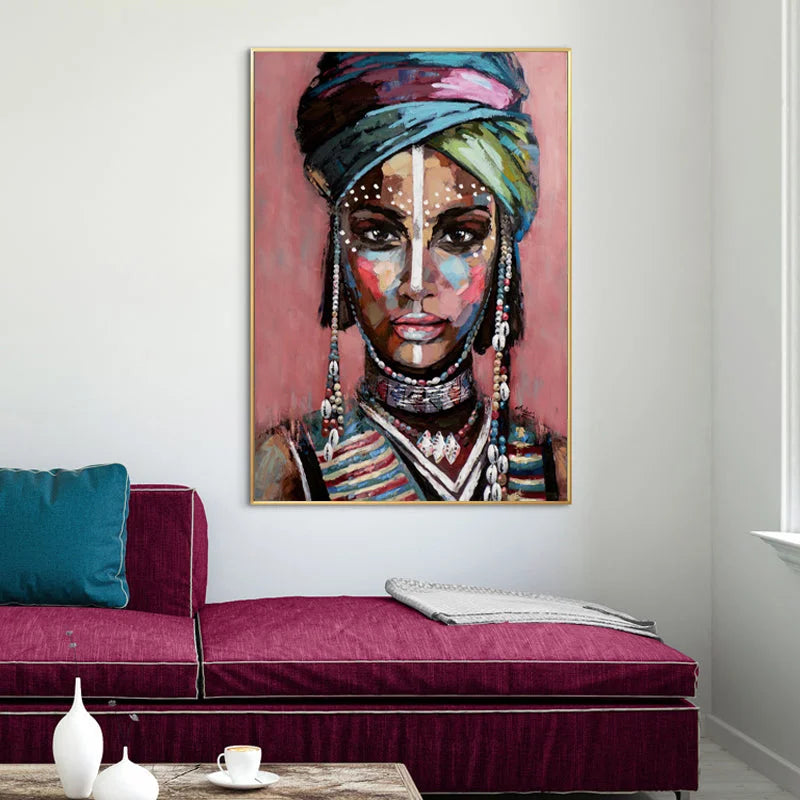 60cmx90cm African Woman II Gold Frame Canvas Wall Art