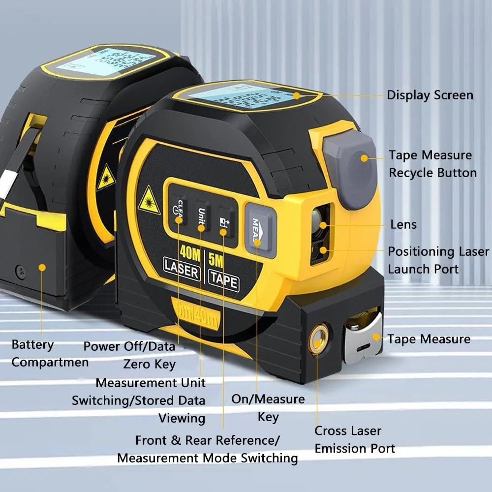 60m Laser Measure Cross-line Laser Level 5m Tape Measure
