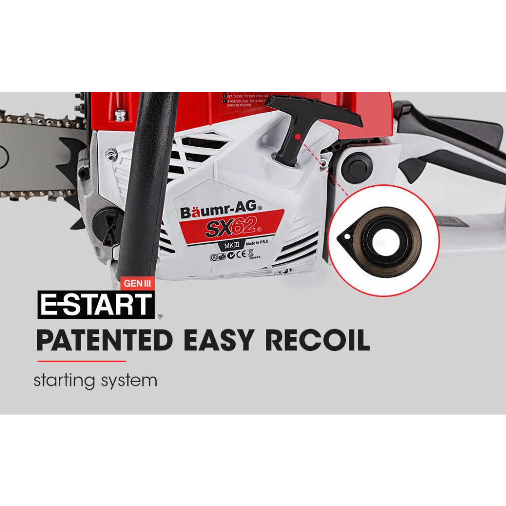 62CC Petrol Commercial Chainsaw 20 Bar E-Start Pruning