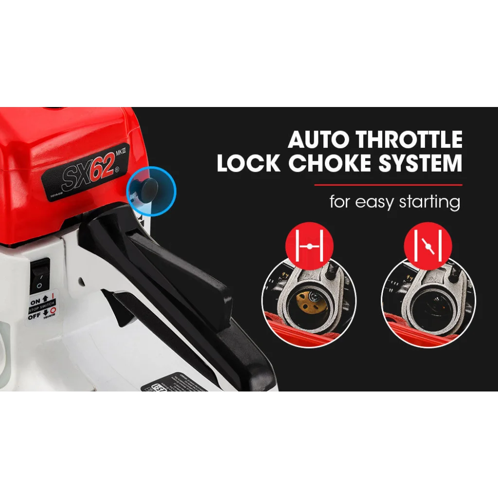 62CC Petrol Commercial Chainsaw 20 Bar E-Start Pruning