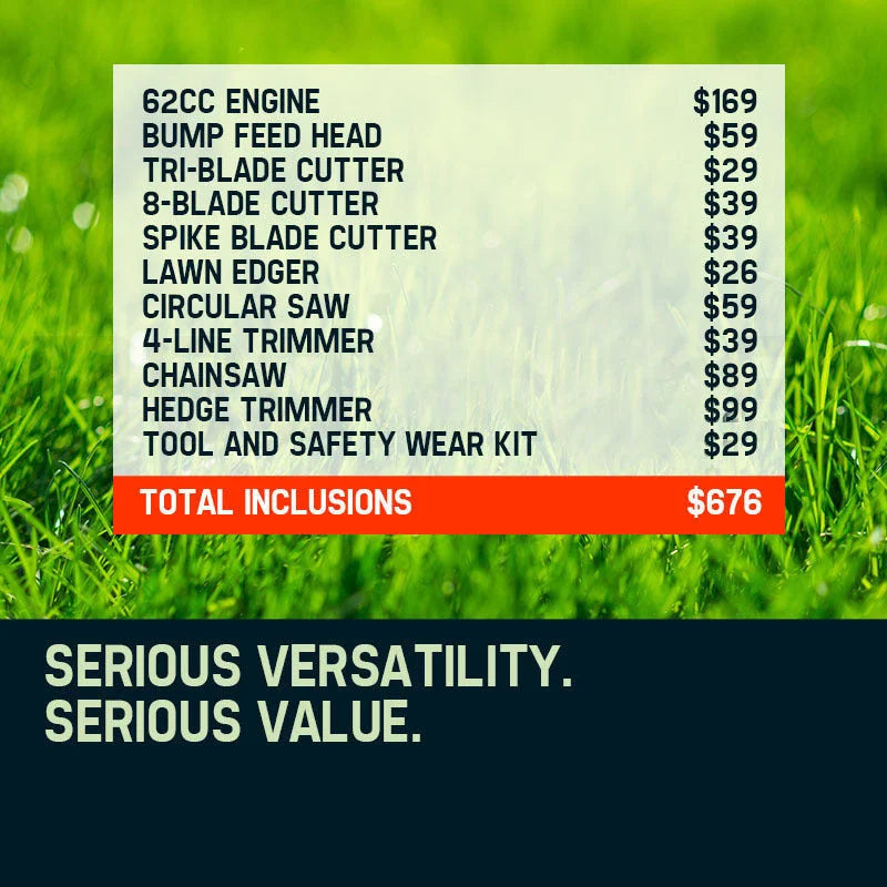 62CC Pole Chainsaw Hedge Trimmer Saw Brush Cutter Whipper