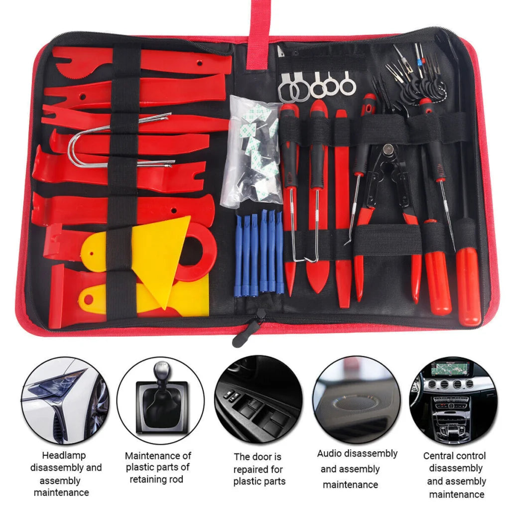 65pcs Car Trim Removal Tool Set Pry Bar Dash Kit - Auto