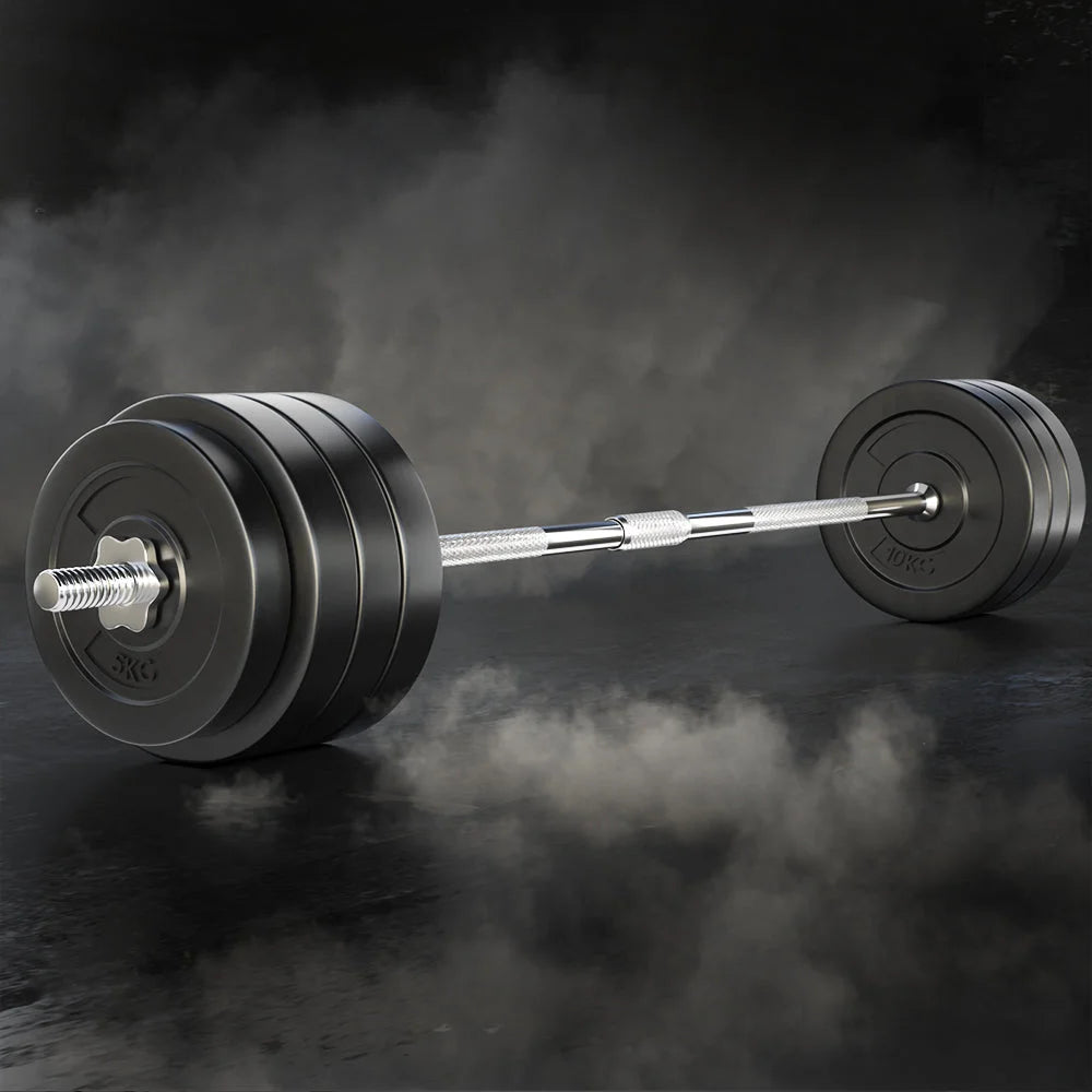 68KG Barbell Weight Set Plates Bar Bench Press Fitness