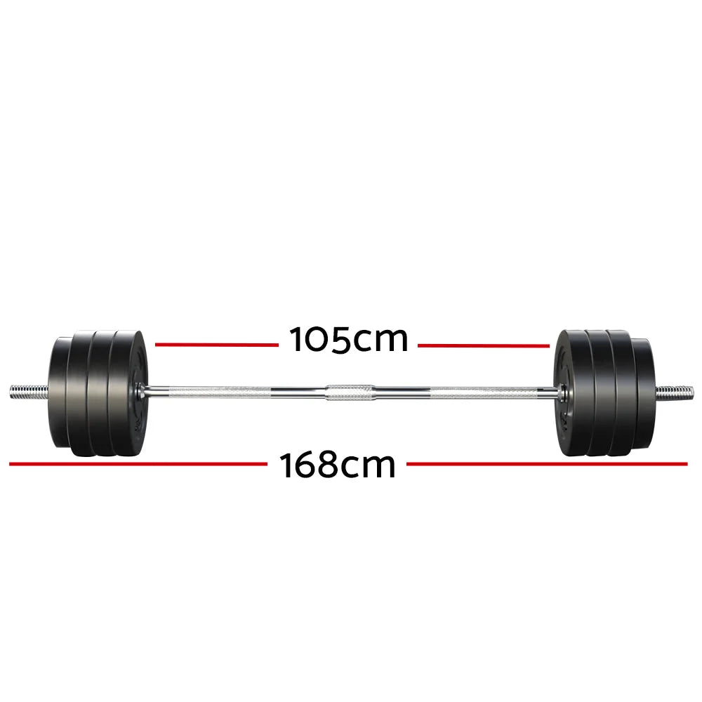 68KG Barbell Weight Set Plates Bar Bench Press Fitness