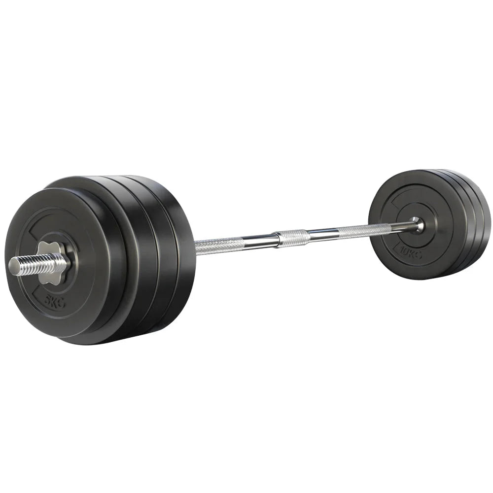 68KG Barbell Weight Set Plates Bar Bench Press Fitness