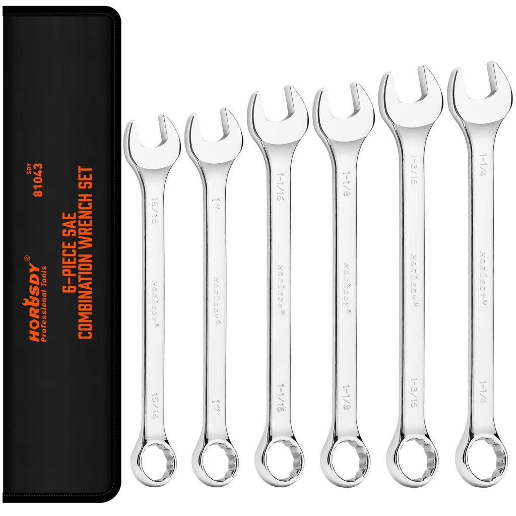 6Pc Extra Big Imperial Combination Spanner - Ring Open