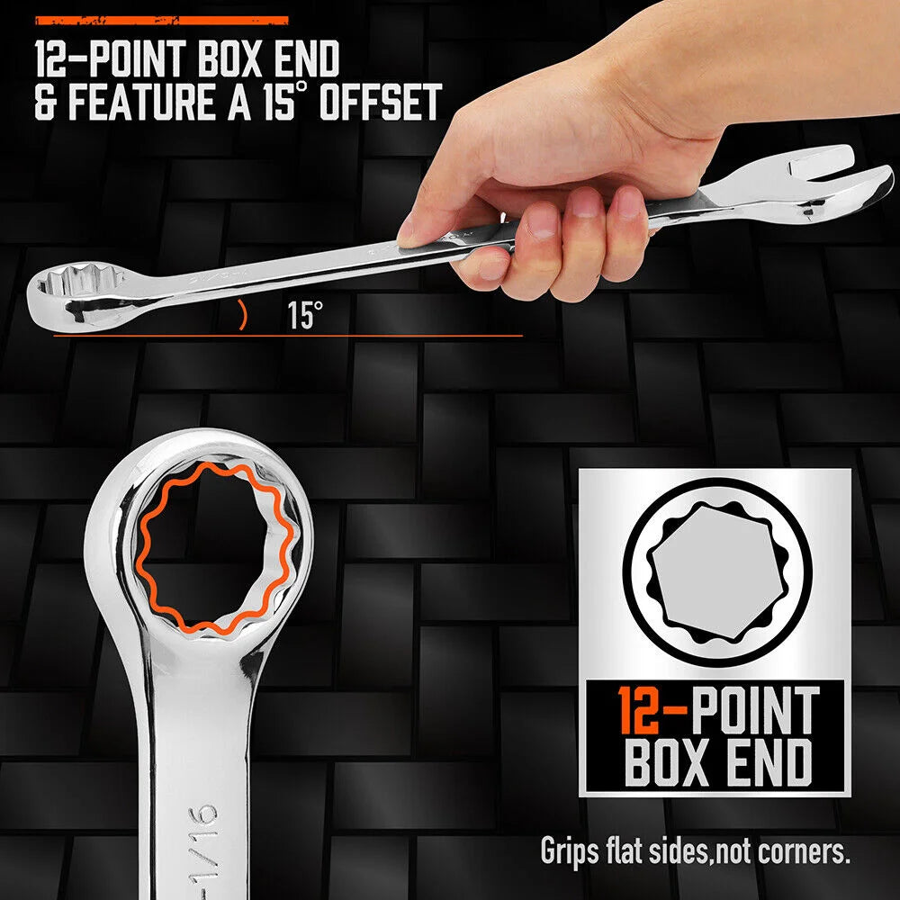 6Pc Extra Big Imperial Combination Spanner - Ring Open