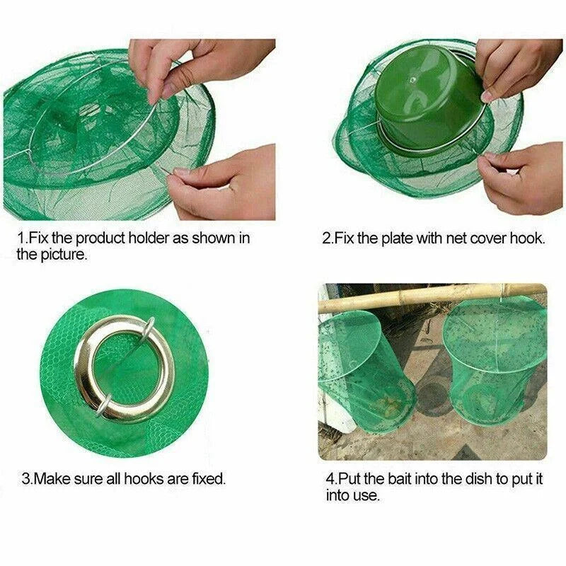 6PCS Reusable Hanging Fly Trap Net Cage Insect Catcher