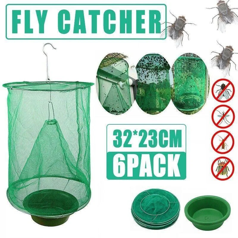 6PCS Reusable Hanging Fly Trap Net Cage Insect Catcher
