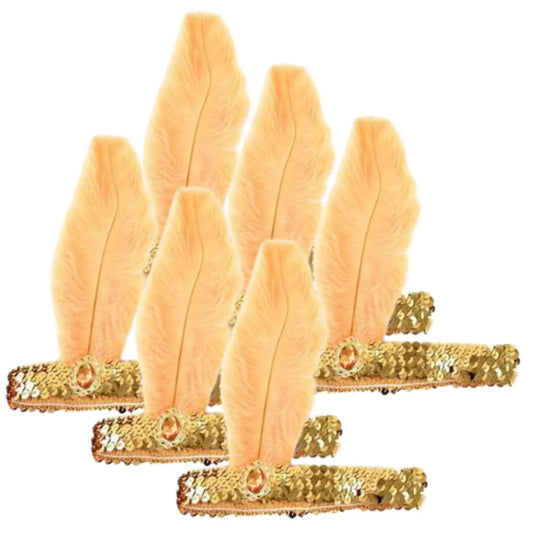 6x 1920s FLAPPER HEADBAND Headpiece Feather Sequin
