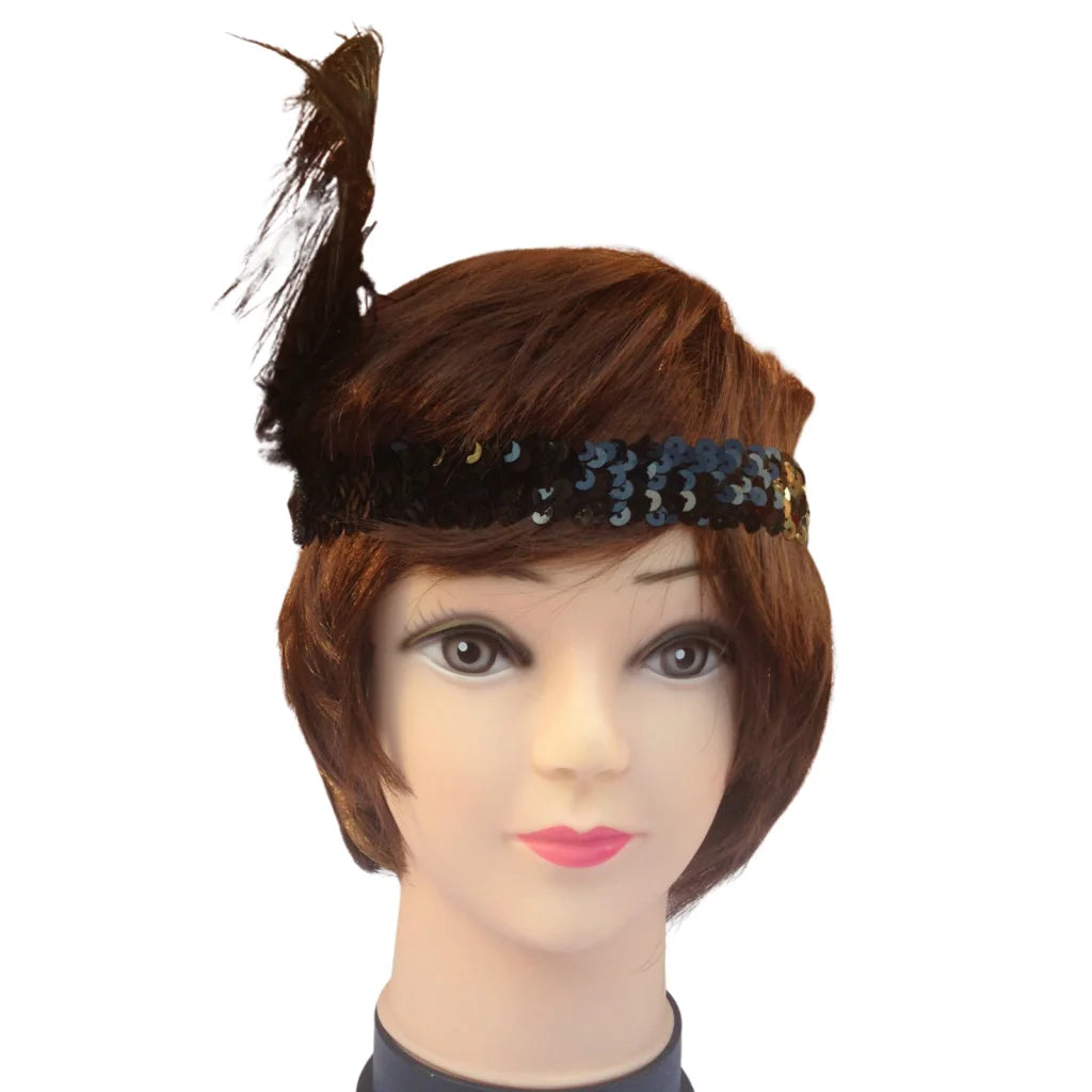 6x 1920s FLAPPER HEADBAND Headpiece Feather Sequin