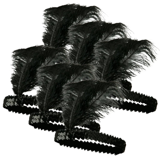 6x 1920s FLAPPER HEADBAND Headpiece Feather Sequin