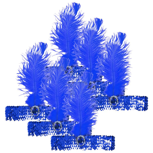 6x 1920s FLAPPER HEADBAND Headpiece Feather Sequin