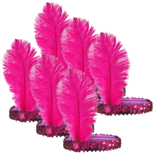 6x 1920s FLAPPER HEADBAND Headpiece Feather Sequin