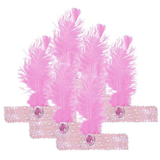 6x 1920s FLAPPER HEADBAND Headpiece Feather Sequin