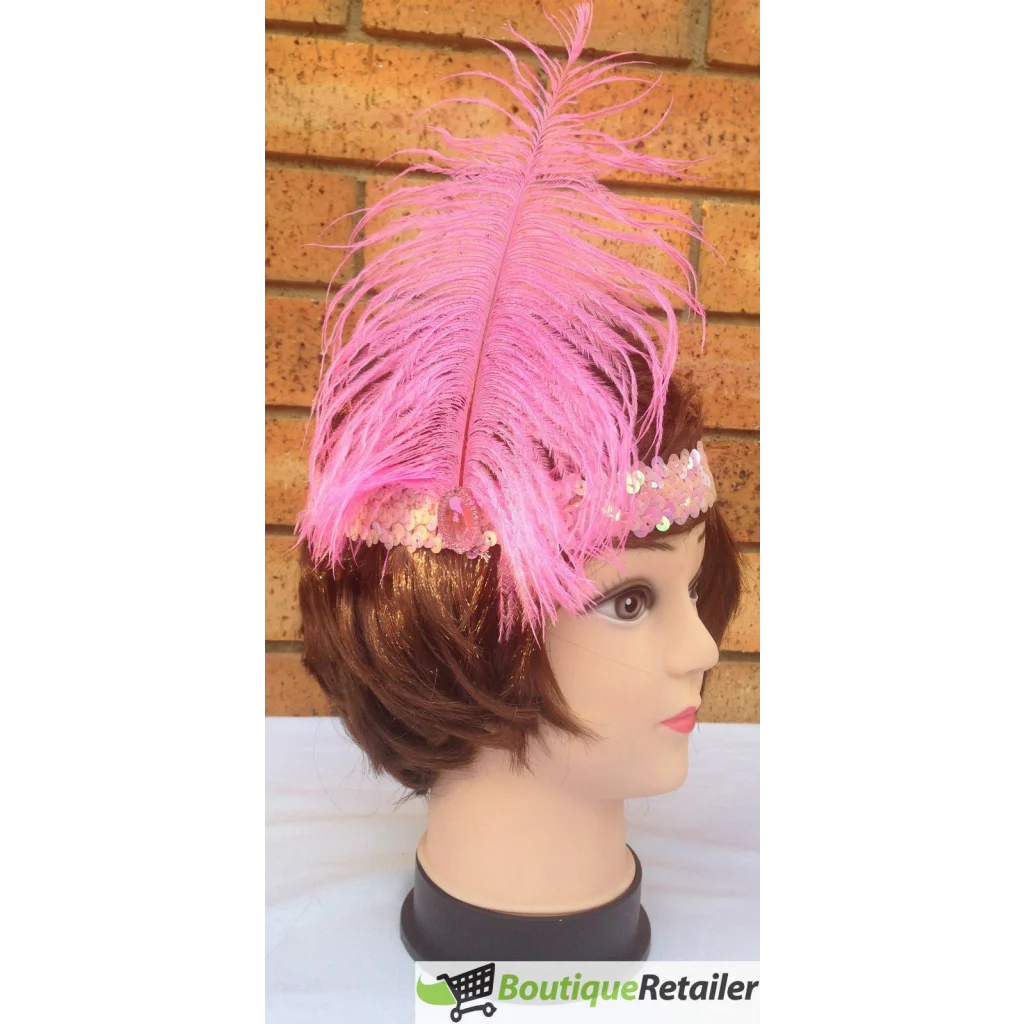 6x 1920s FLAPPER HEADBAND Headpiece Feather Sequin