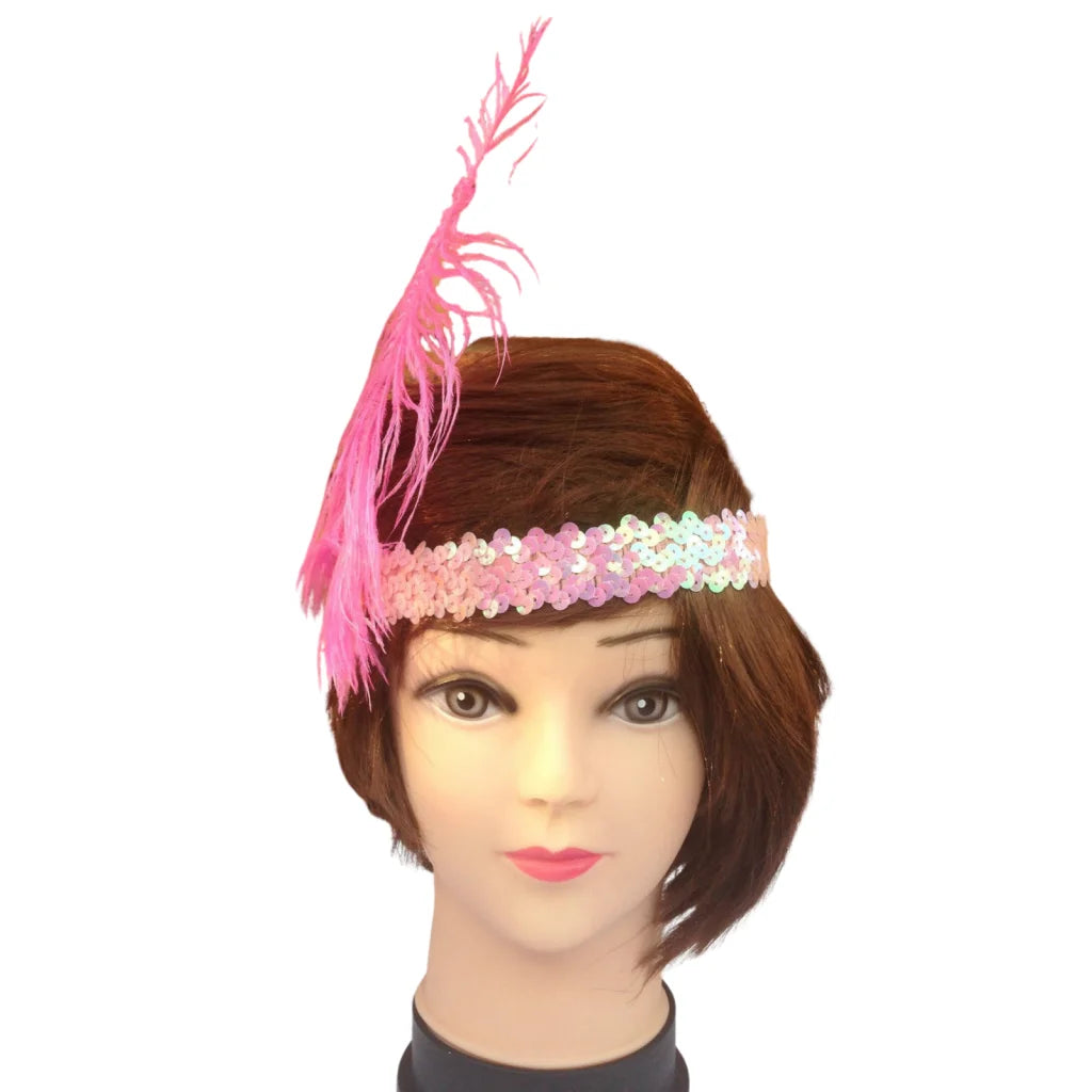 6x 1920s FLAPPER HEADBAND Headpiece Feather Sequin