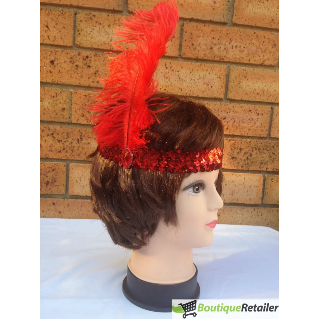 6x 1920s FLAPPER HEADBAND Headpiece Feather Sequin