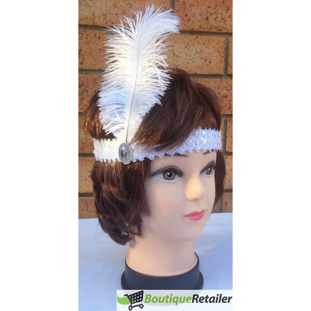 6x 1920s FLAPPER HEADBAND Headpiece Feather Sequin