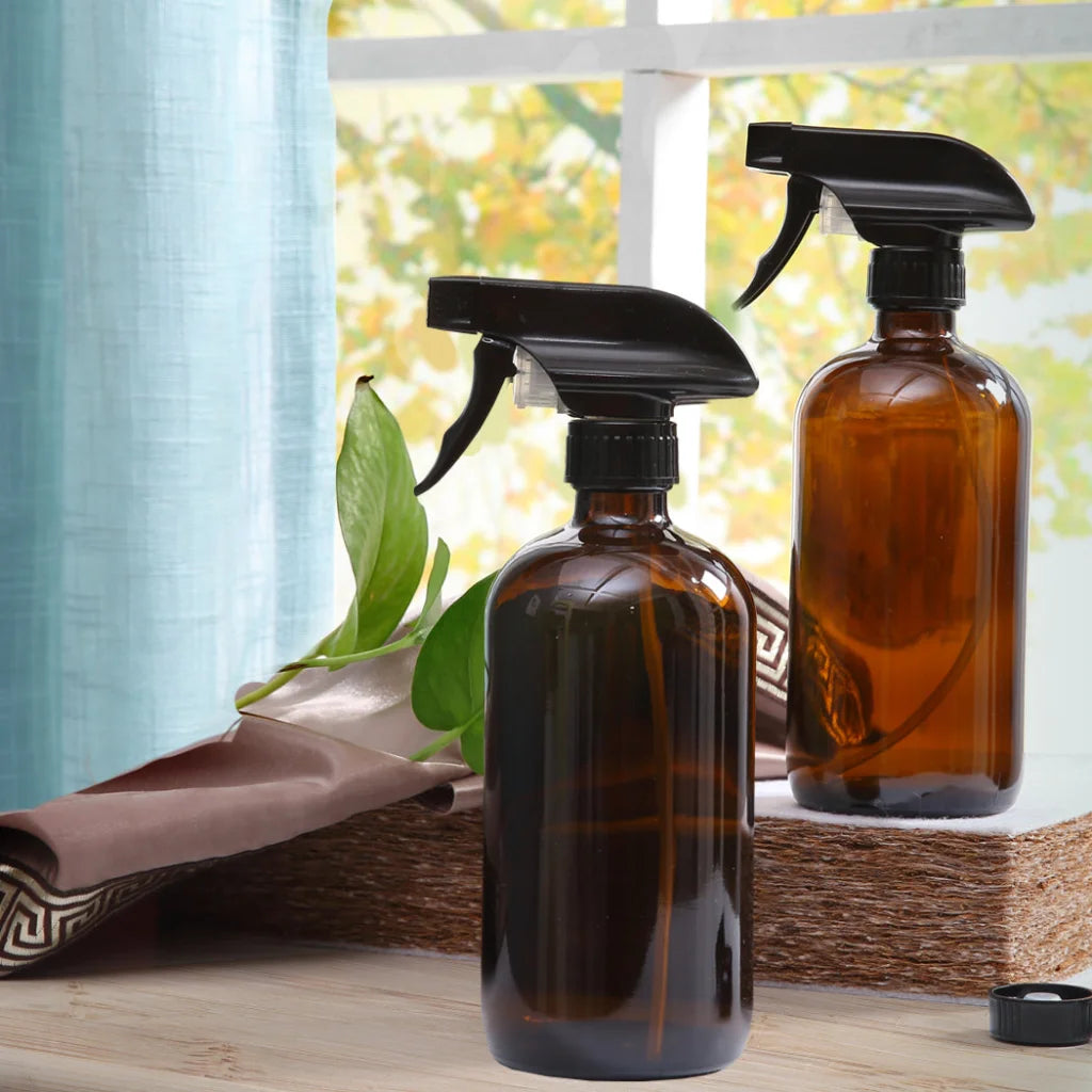 Glass amber spray bottles with 6x 500ml trigger