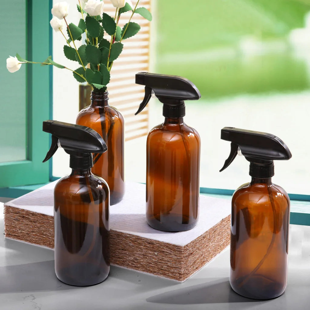 6x 500ml Amber Glass Spray Bottles Trigger