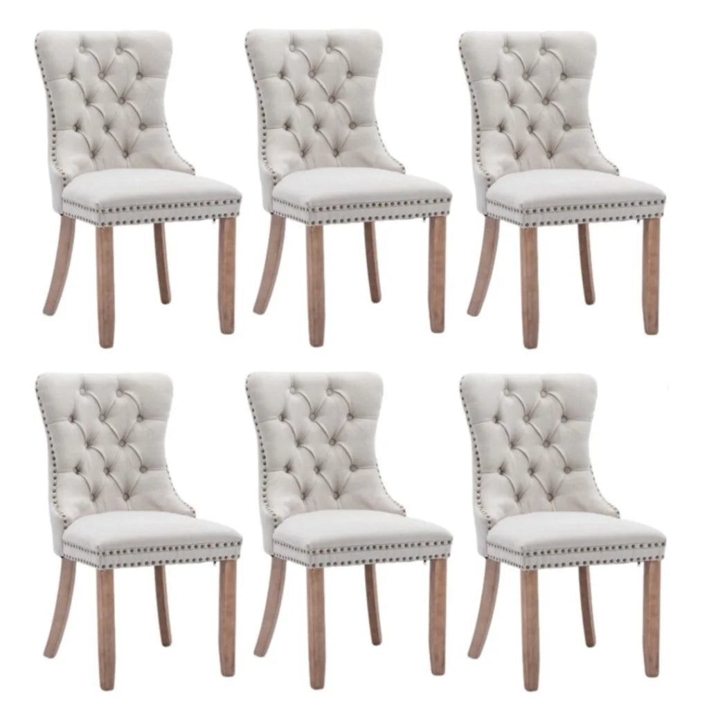 6x AADEN Modern Elegant Button-Tufted Upholstered Fabric