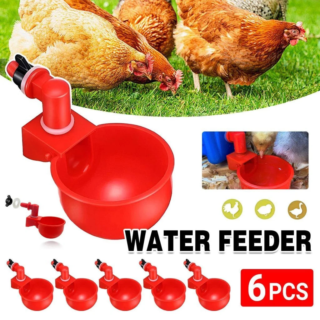 6x Automatic Chicken Water Cup Waterer Poultry Drinking