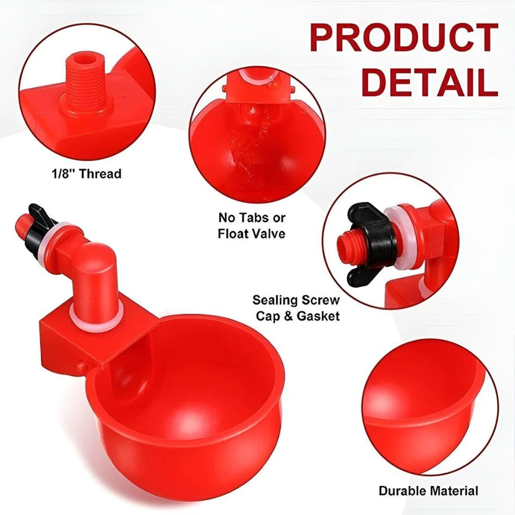 6x Automatic Chicken Water Cup Waterer Poultry Drinking